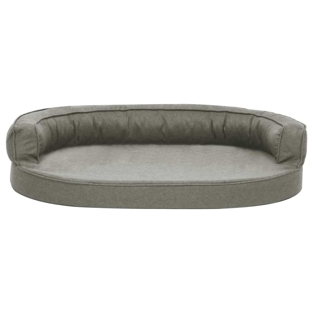 Materasso Ergonomico per Cani 90x64 cm Effetto Lino Grigio