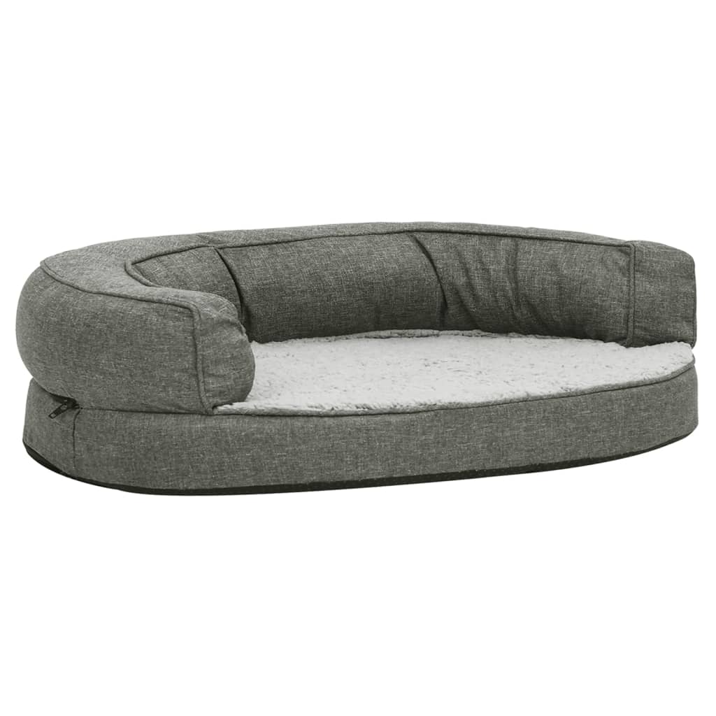Materasso Ergonomico per Cani 90x64 cm Pile Effetto Lino Grigio