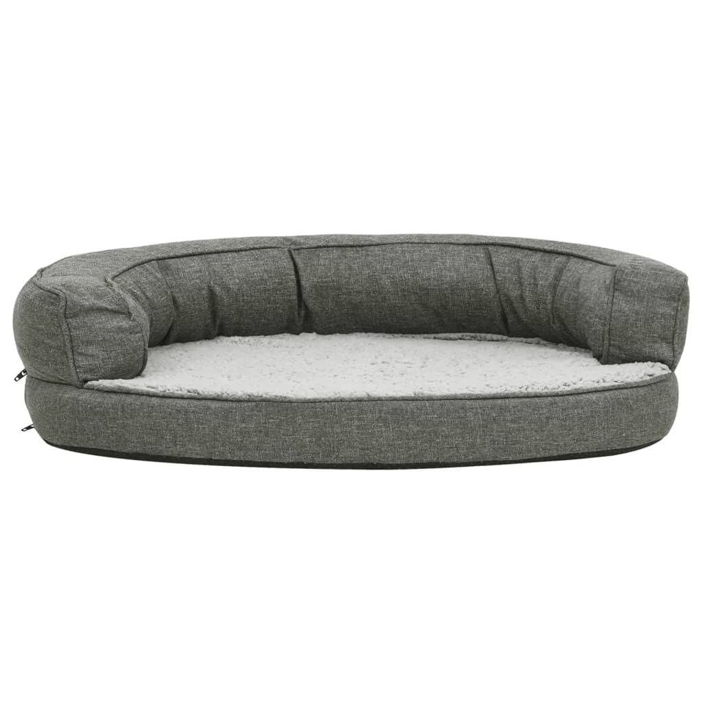 Materasso Ergonomico per Cani 90x64 cm Pile Effetto Lino Grigio