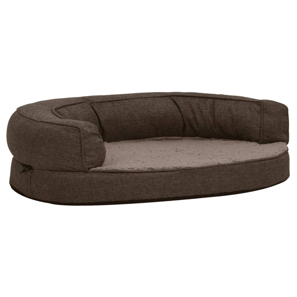 Materasso Ergonomico per Cani 90x64cm Pile Effetto Lino Marrone