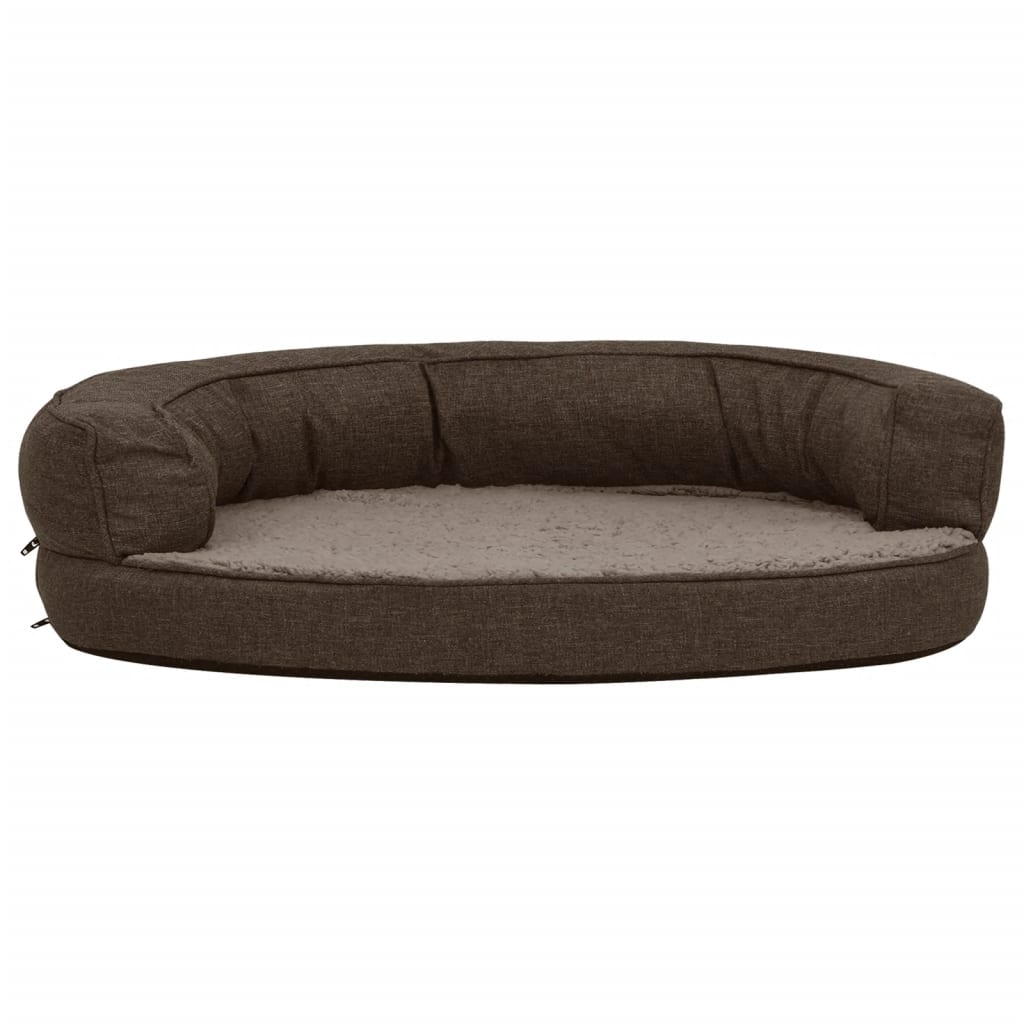 Materasso Ergonomico per Cani 90x64cm Pile Effetto Lino Marrone