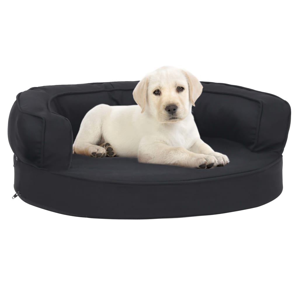 Materasso Ergonomico per Cani 60x42 cm Effetto Lino Nero