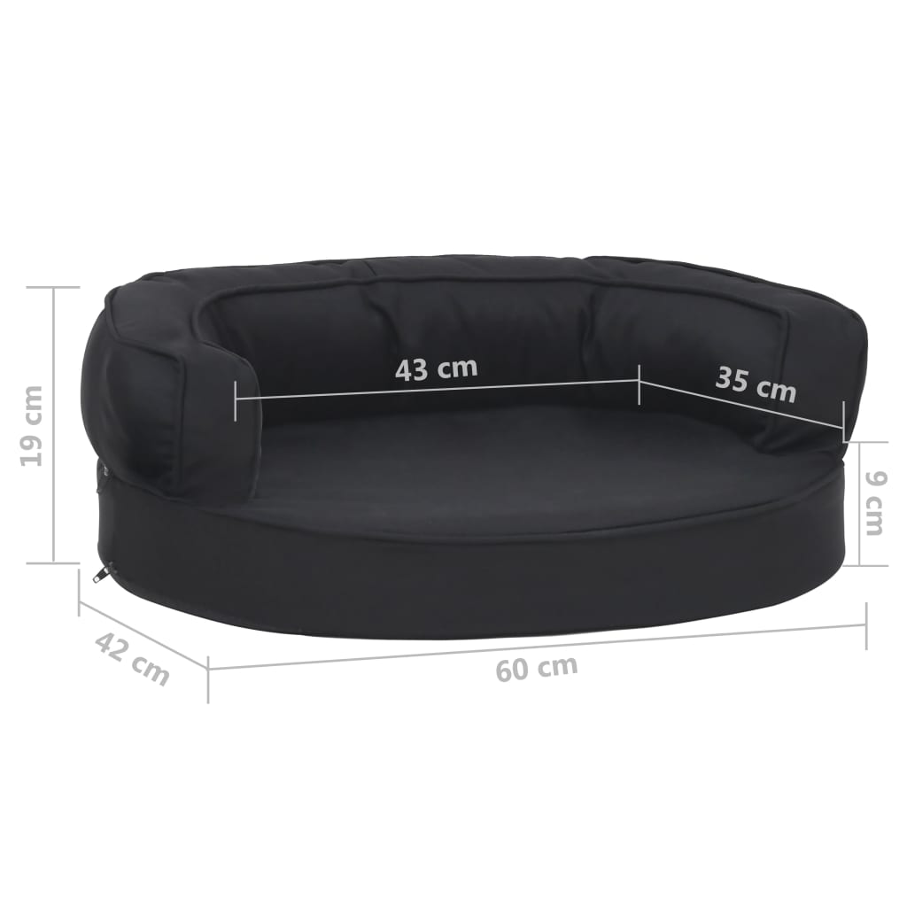 Materasso Ergonomico per Cani 60x42 cm Effetto Lino Nero
