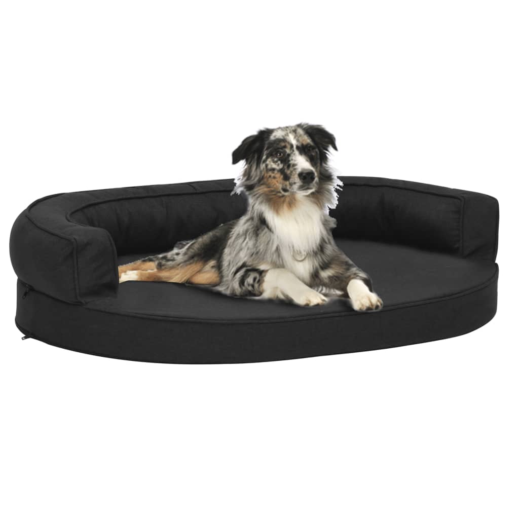 Materasso Ergonomico Lettino per Cani 90x64cm Effetto Lino Nero