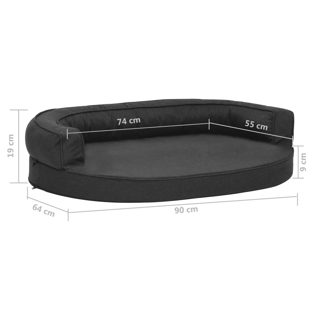 Materasso Ergonomico Lettino per Cani 90x64cm Effetto Lino Nero