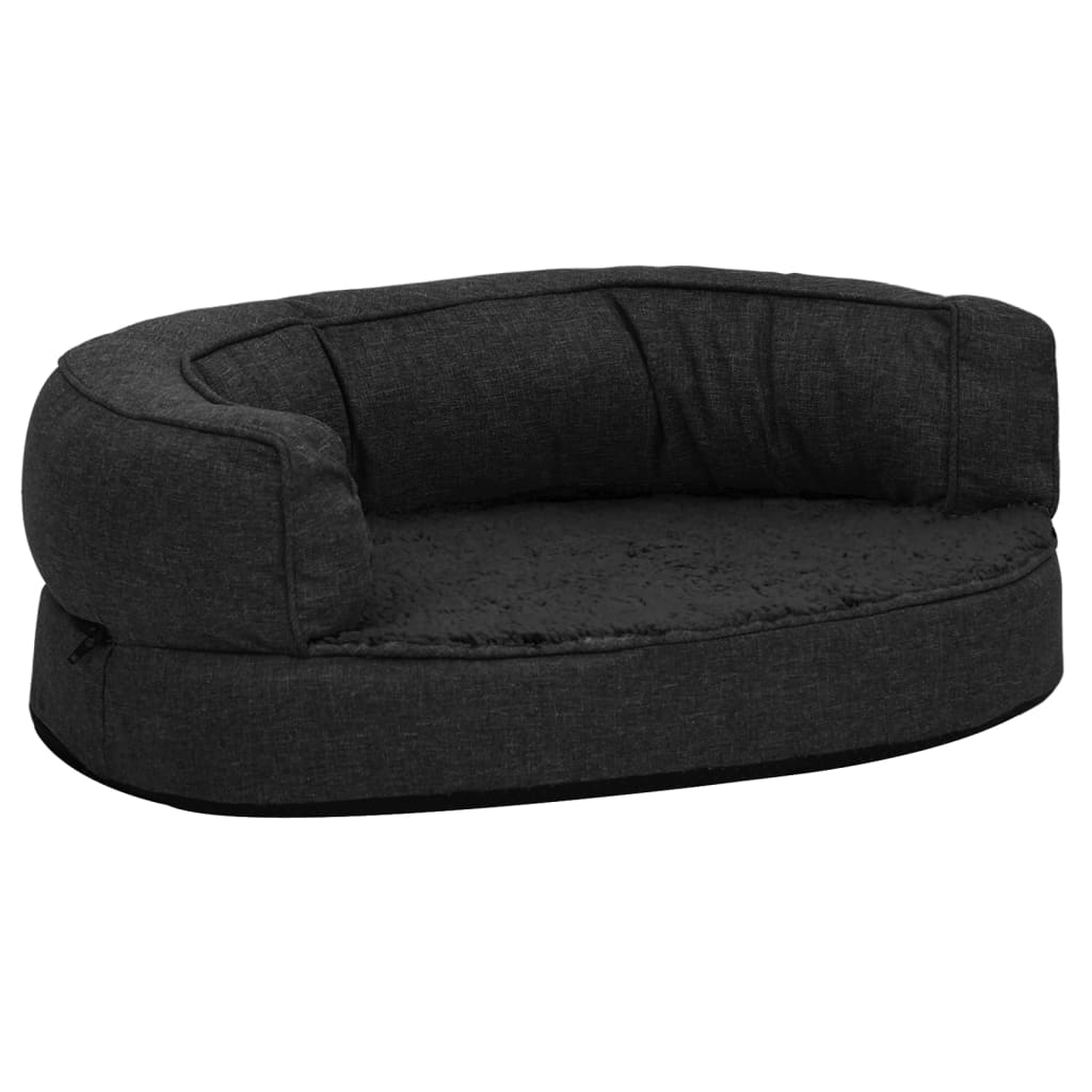 Materasso Ergonomico per Cani 60x42 cm Pile Effetto Lino Nero