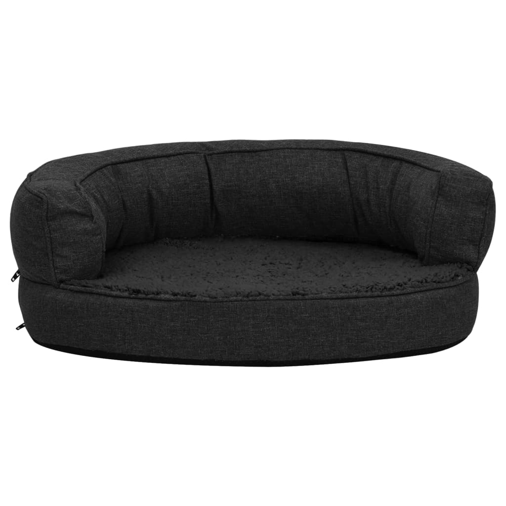 Materasso Ergonomico per Cani 60x42 cm Pile Effetto Lino Nero