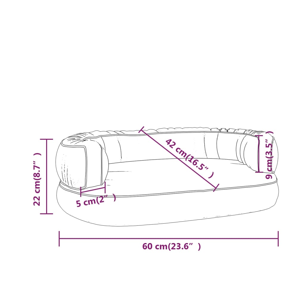 Letto Cani Ergonomico Gommapiuma Grigio 60x42 cm in Similpelle