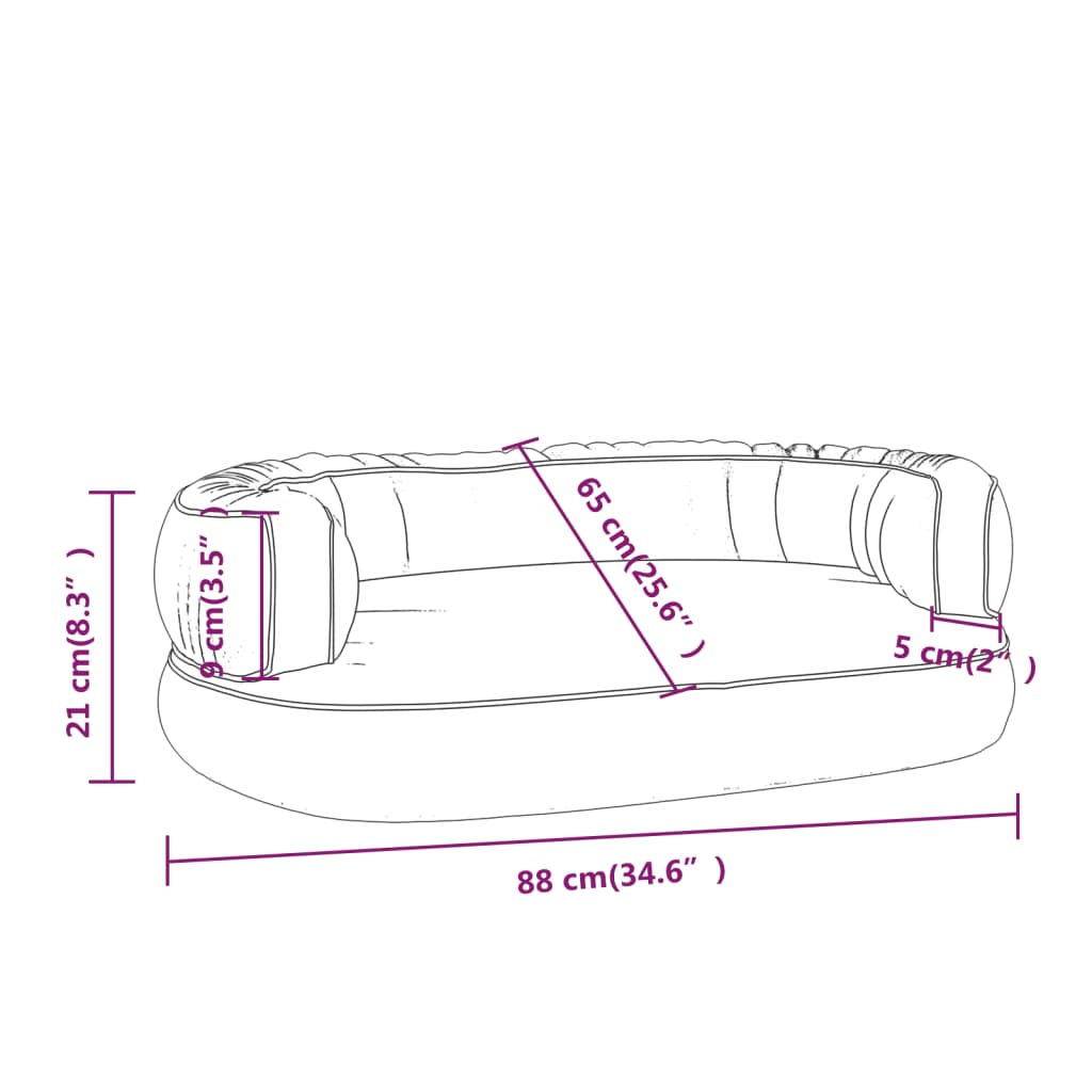 Letto per Cani Ergonomico Gommapiuma Grigio 88x65 cm Similpelle