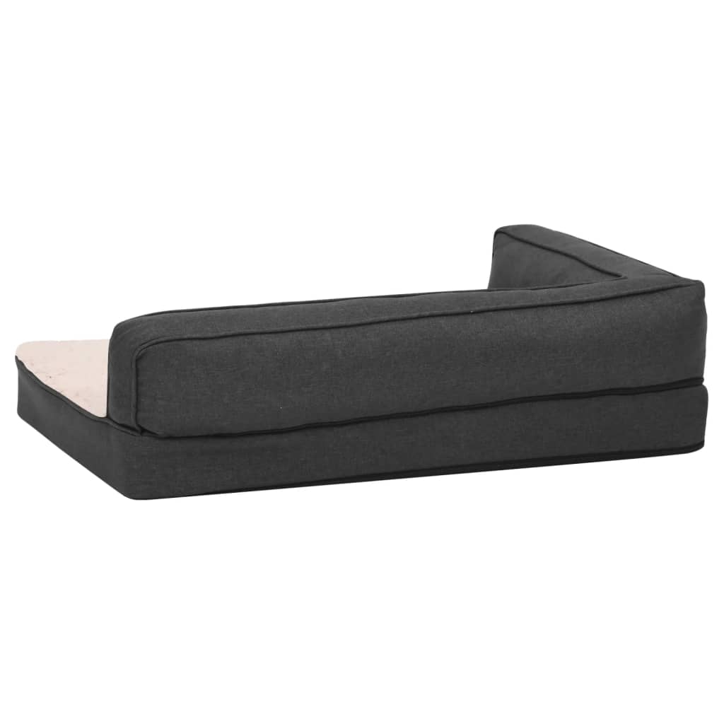 Materasso Ergonomico per Cani 75x53 cm Pile Lino Grigio Scuro