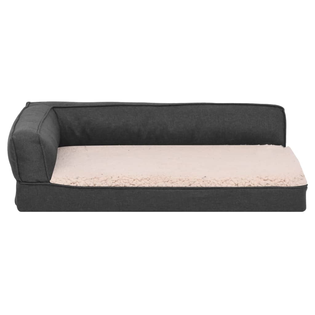Materasso Ergonomico per Cani 90x64 cm Pile Lino Grigio Scuro