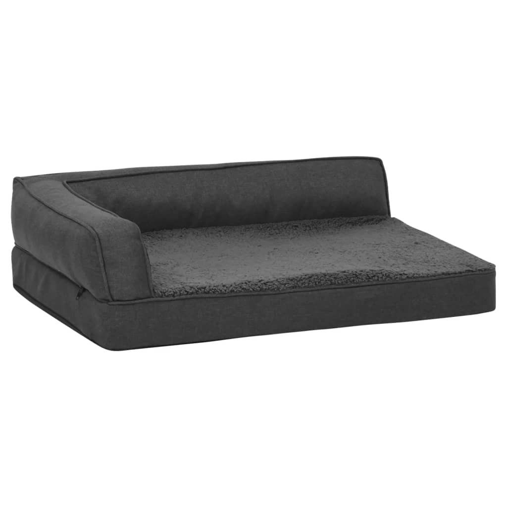 Materasso Ergonomico per Cani 75x53 cm Pile Lino Grigio Scuro