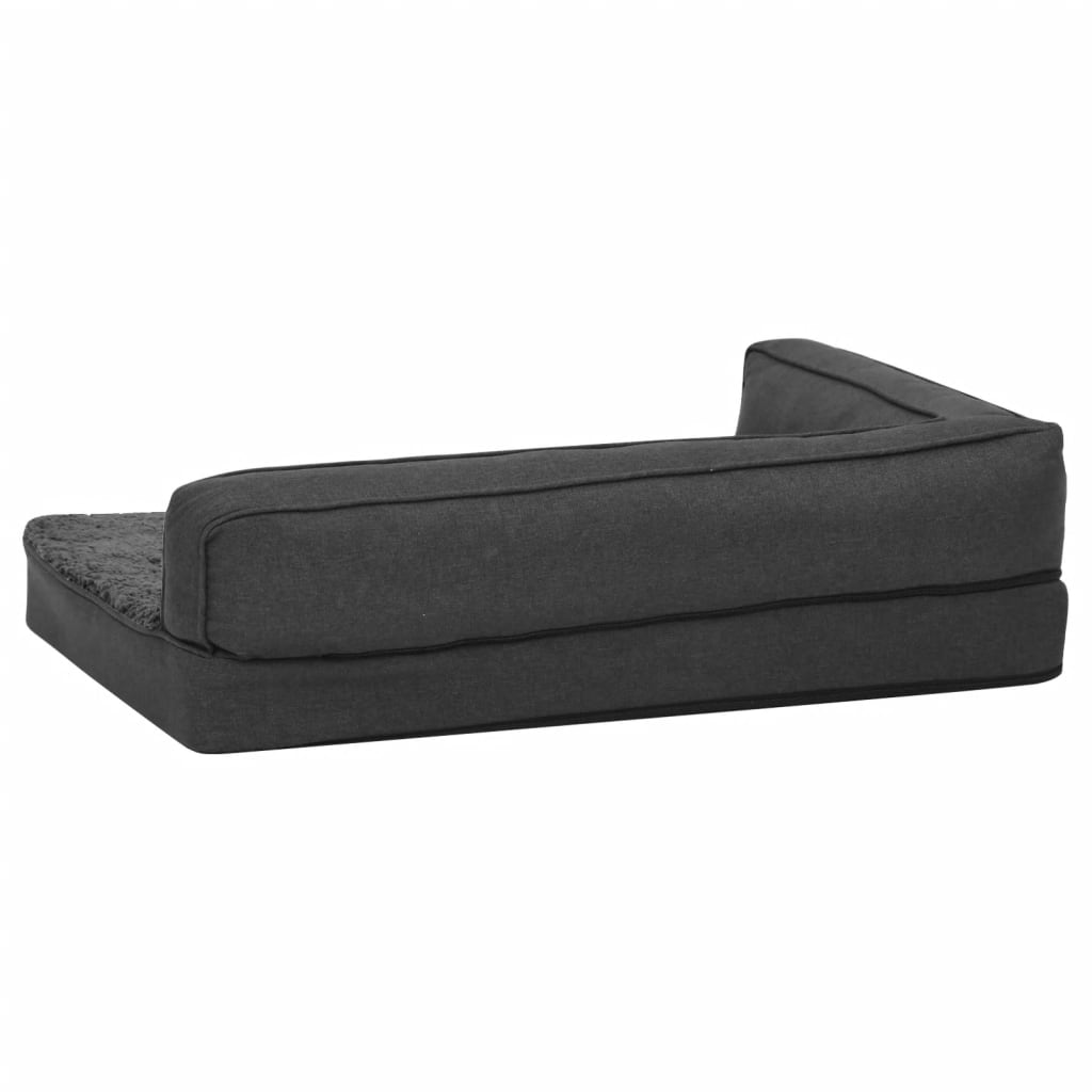 Materasso Ergonomico per Cani 75x53 cm Pile Lino Grigio Scuro