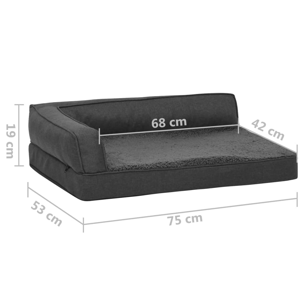 Materasso Ergonomico per Cani 75x53 cm Pile Lino Grigio Scuro