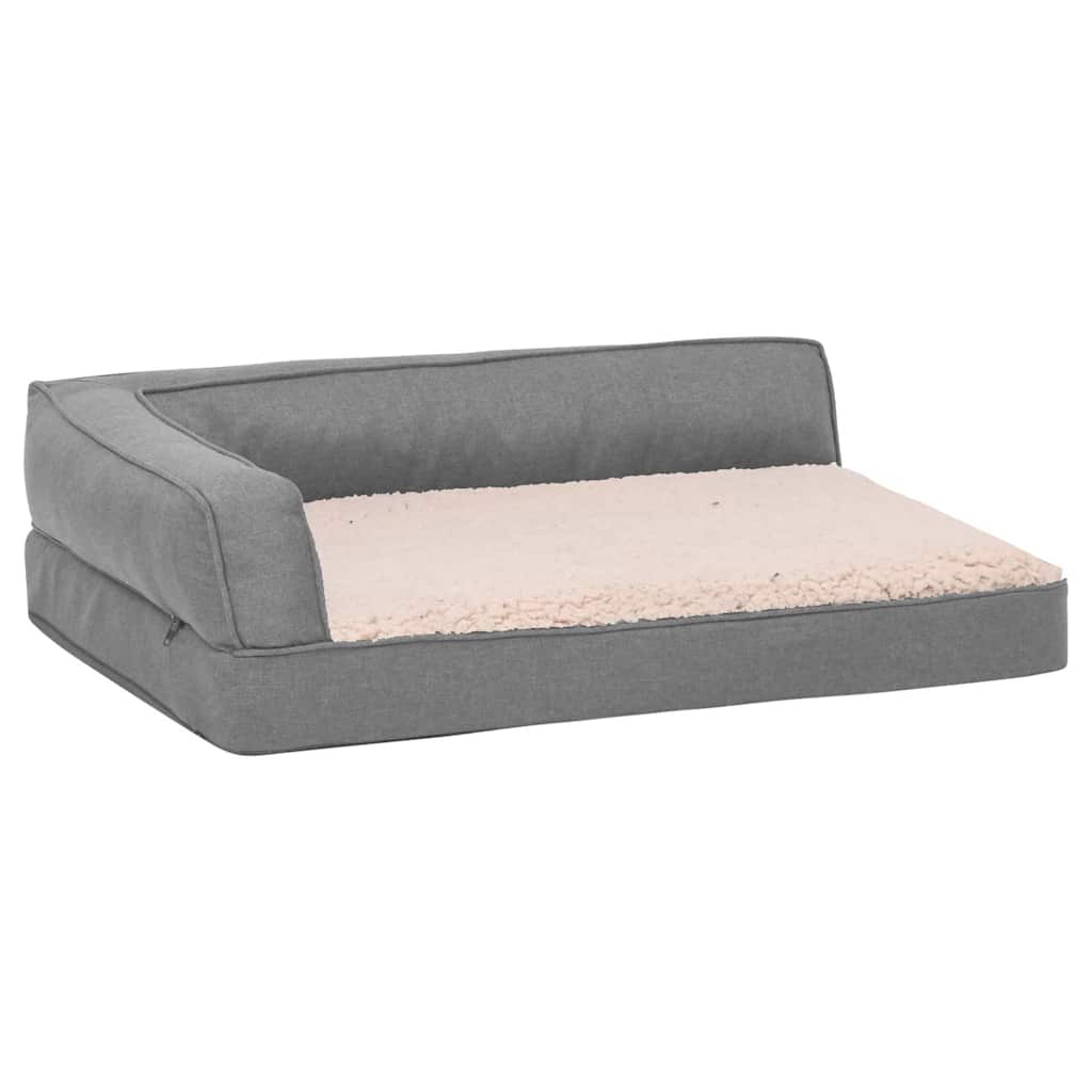 Materasso Ergonomico per Cani 90x64 cm Pile Effetto Lino Grigio