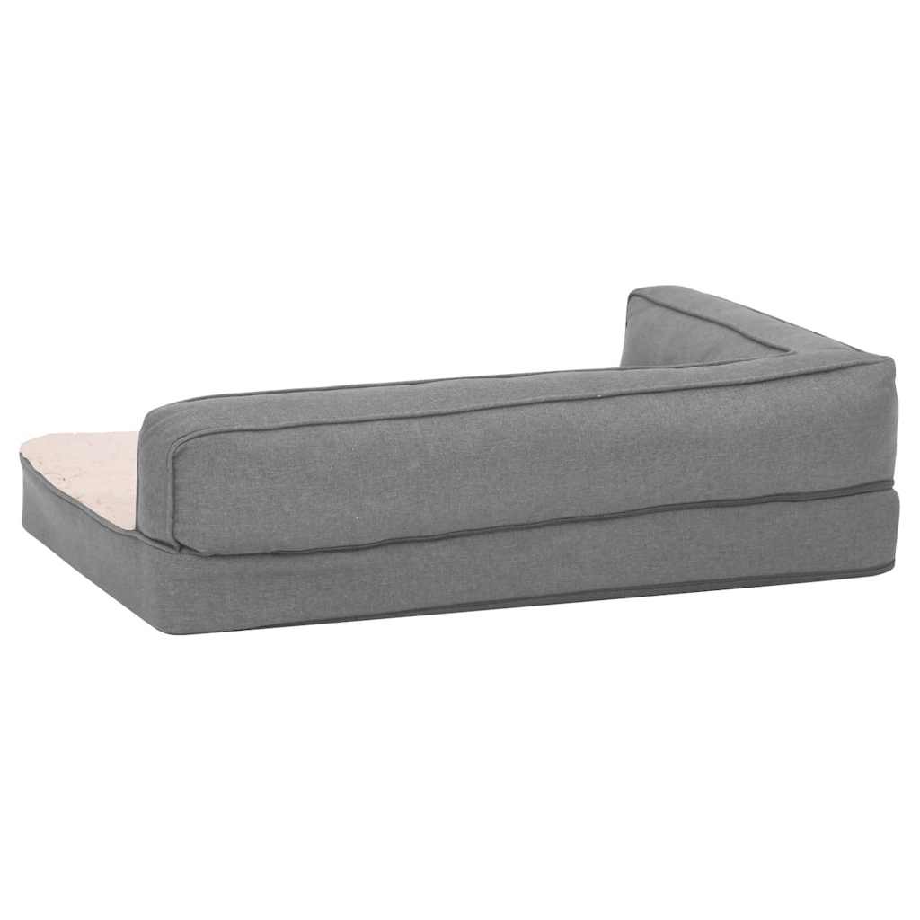 Materasso Ergonomico per Cani 90x64 cm Pile Effetto Lino Grigio