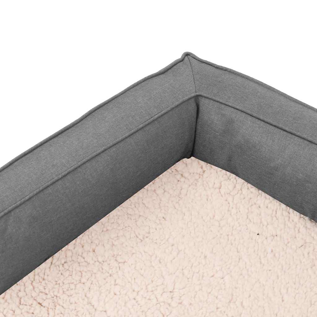 Materasso Ergonomico per Cani 90x64 cm Pile Effetto Lino Grigio