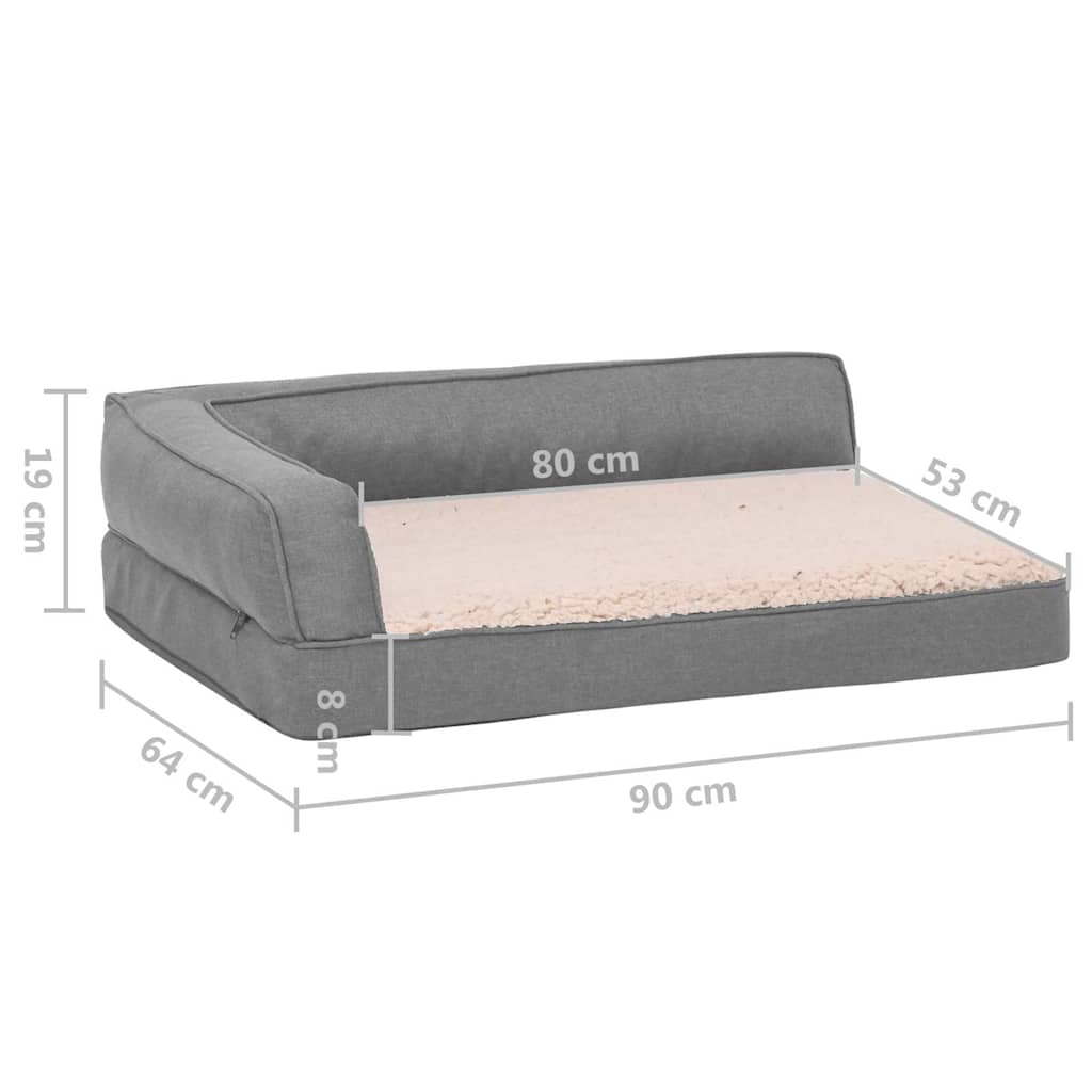 Materasso Ergonomico per Cani 90x64 cm Pile Effetto Lino Grigio