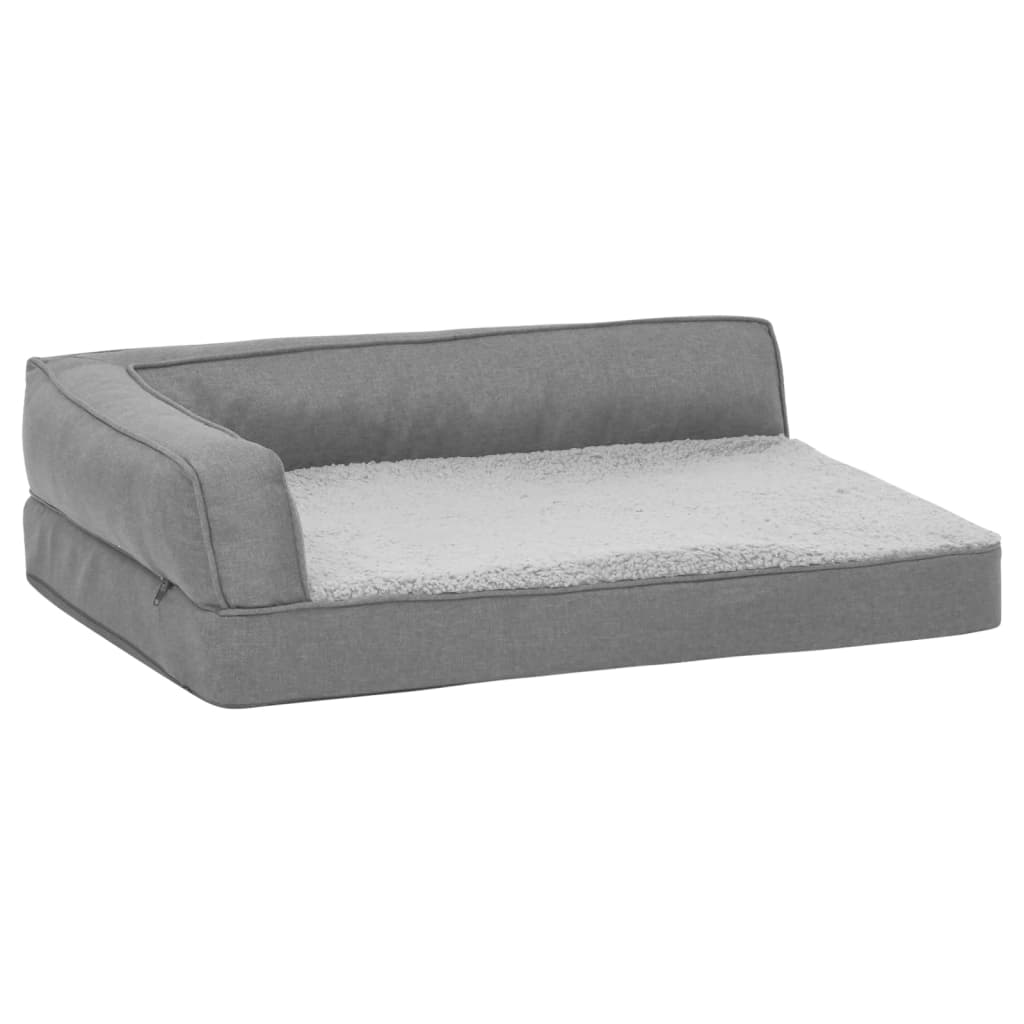 Materasso Ergonomico per Cani 75x53 cm Pile Effetto Lino Grigio