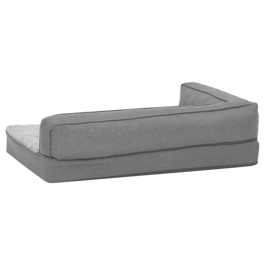 Materasso Ergonomico per Cani 75x53 cm Pile Effetto Lino Grigio