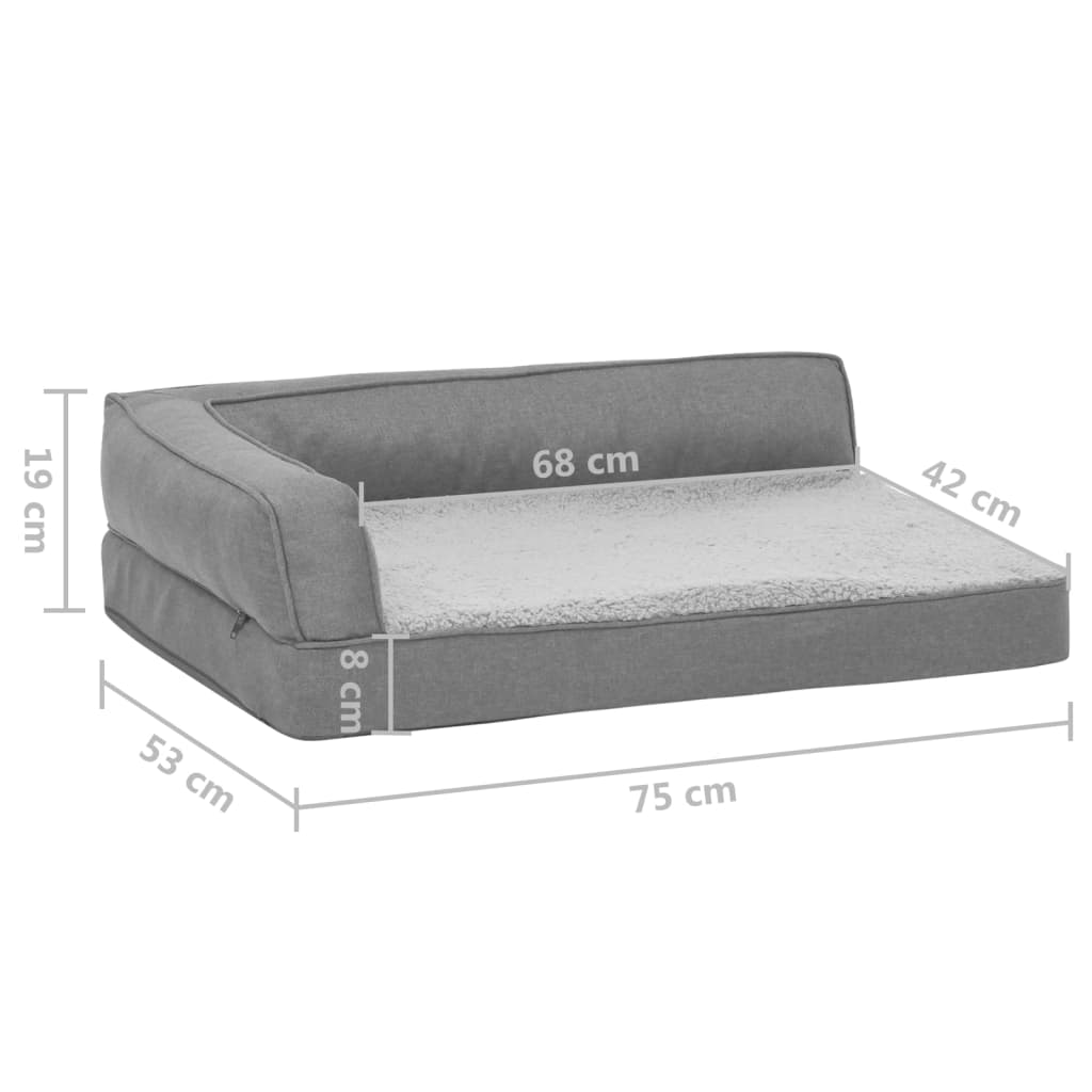 Materasso Ergonomico per Cani 75x53 cm Pile Effetto Lino Grigio