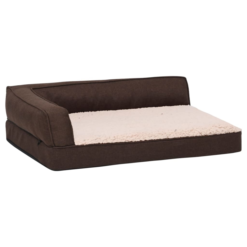 Materasso Ergonomico per Cani 75x53cm Pile Effetto Lino Marrone