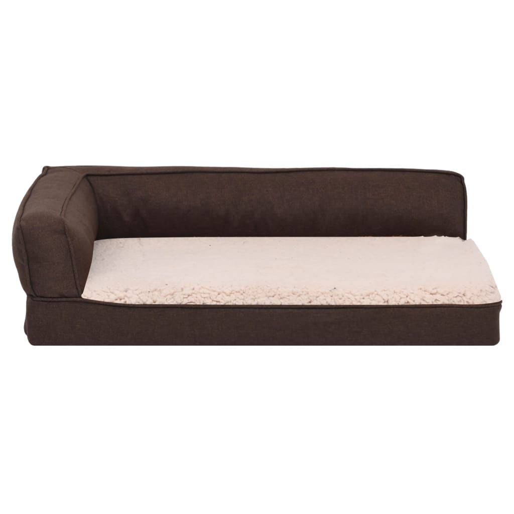 Materasso Ergonomico per Cani 75x53cm Pile Effetto Lino Marrone