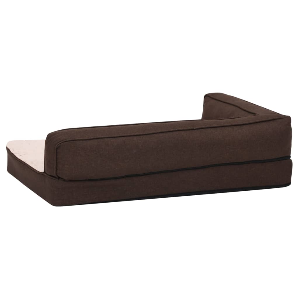 Materasso Ergonomico per Cani 75x53cm Pile Effetto Lino Marrone