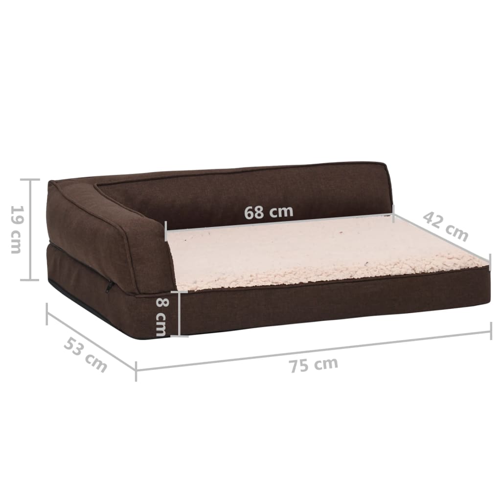 Materasso Ergonomico per Cani 75x53cm Pile Effetto Lino Marrone