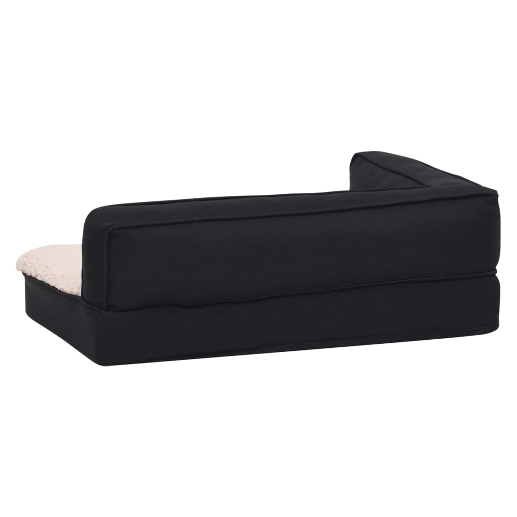Materasso Ergonomico per Cani 75x53 cm Pile Effetto Lino Nero