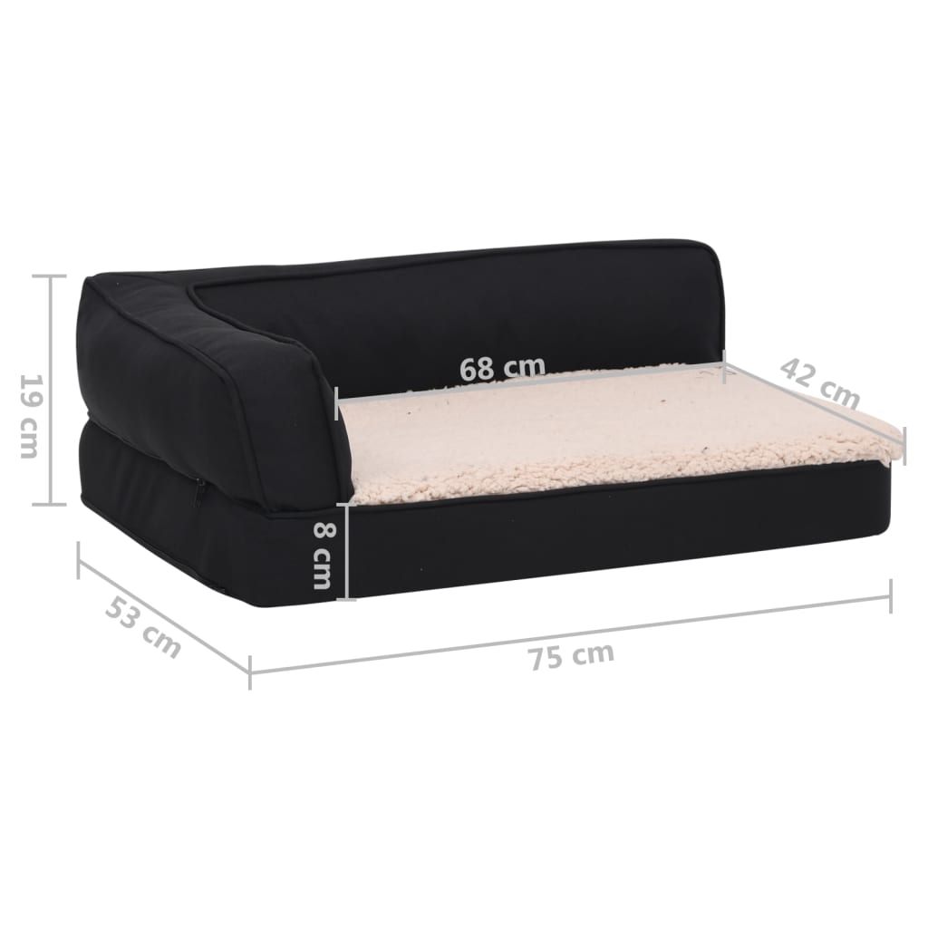 Materasso Ergonomico per Cani 75x53 cm Pile Effetto Lino Nero