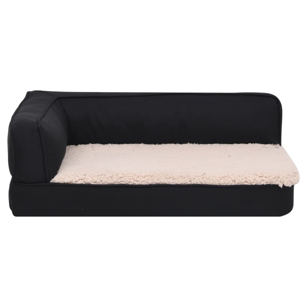 Materasso Ergonomico per Cani 90x64 cm Pile Effetto Lino Nero
