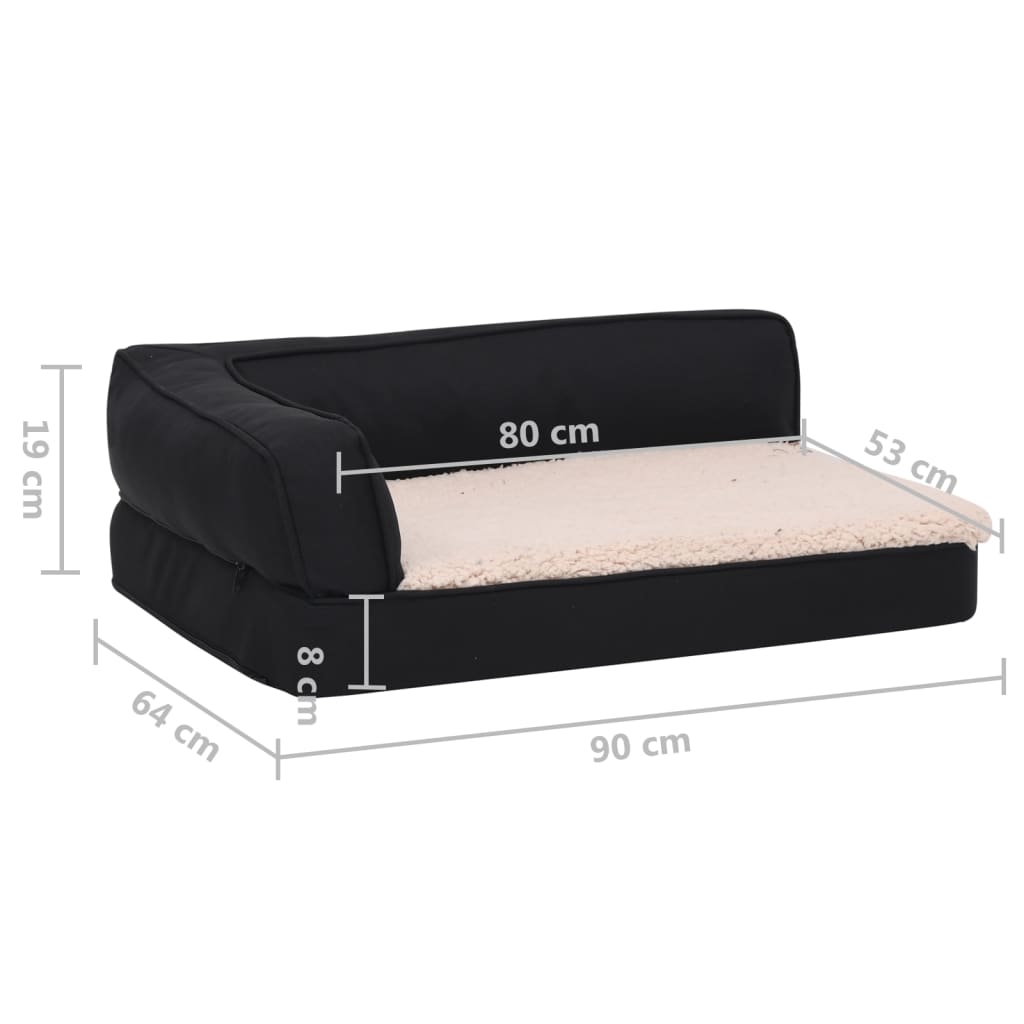 Materasso Ergonomico per Cani 90x64 cm Pile Effetto Lino Nero
