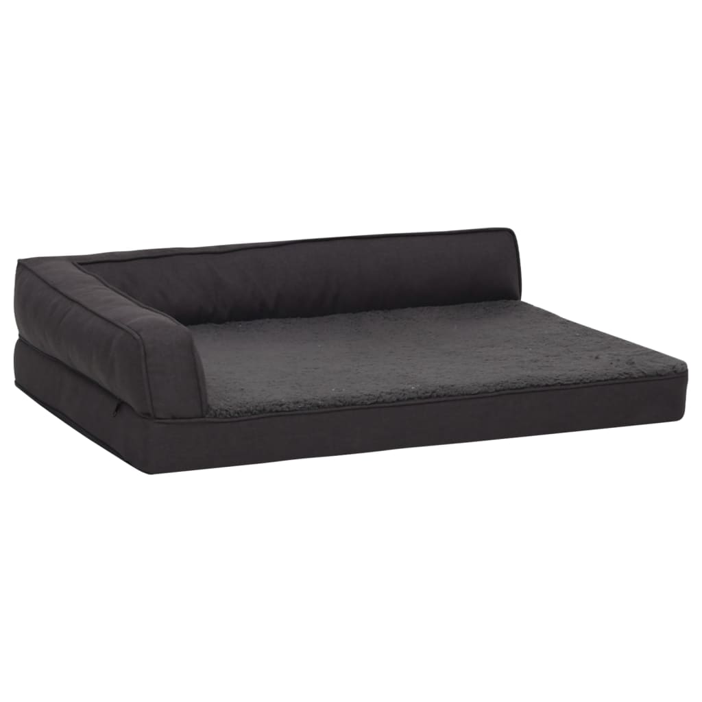 Materasso Ergonomico per Cani 75x53 cm Pile Effetto Lino Nero