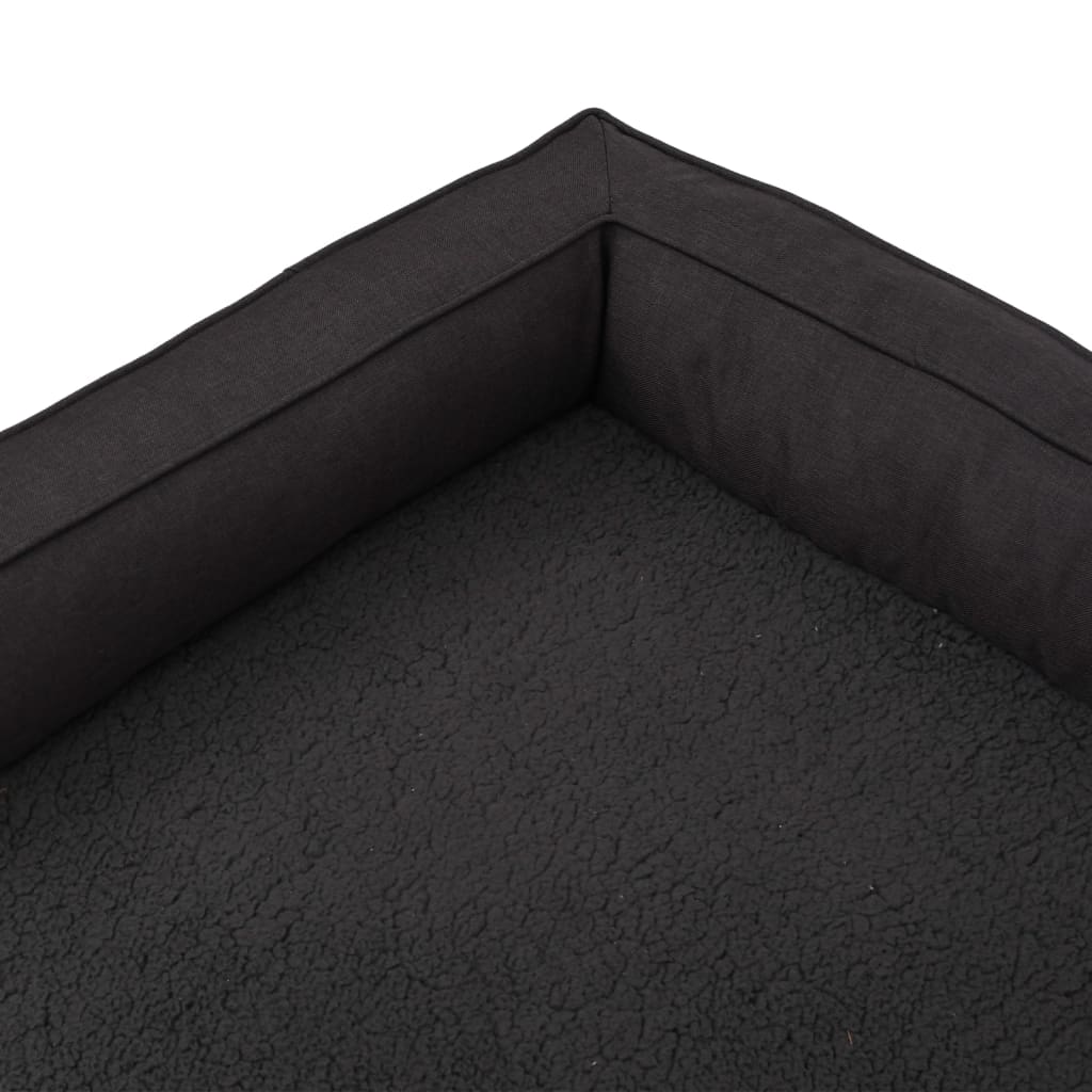 Materasso Ergonomico per Cani 75x53 cm Pile Effetto Lino Nero
