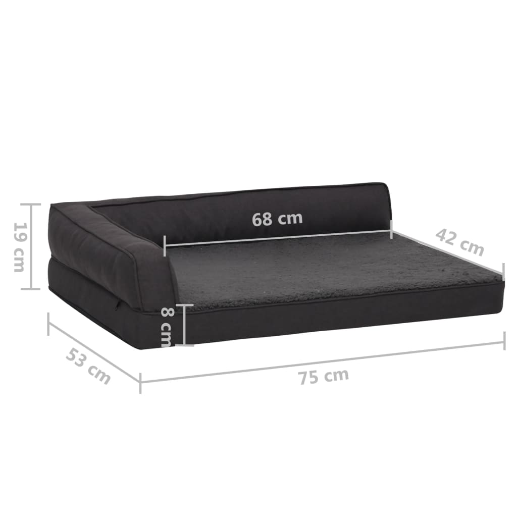 Materasso Ergonomico per Cani 75x53 cm Pile Effetto Lino Nero