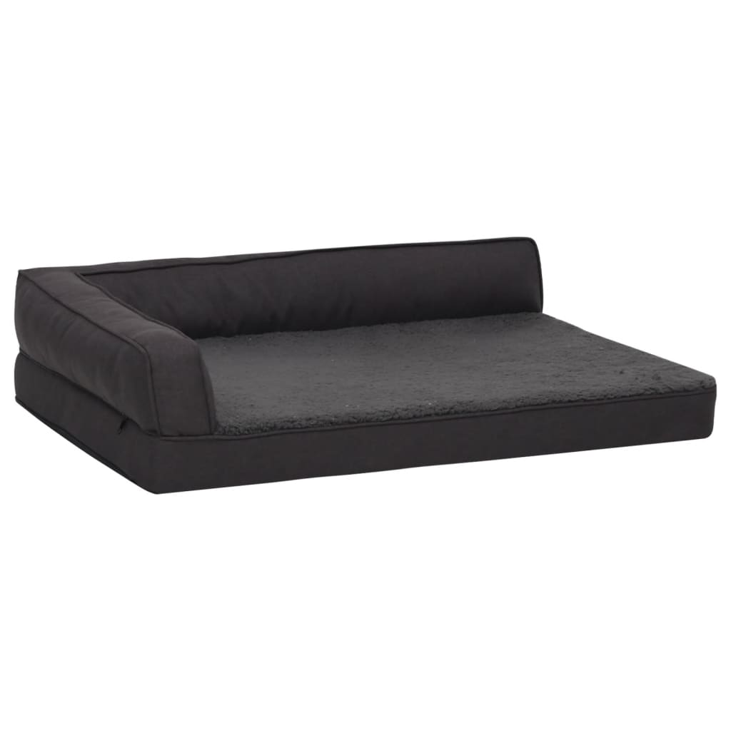 Materasso Ergonomico per Cani 90x64 cm Pile Effetto Lino Nero