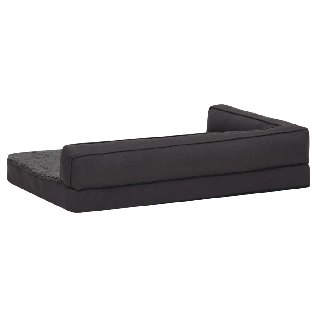 Materasso Ergonomico per Cani 90x64 cm Pile Effetto Lino Nero