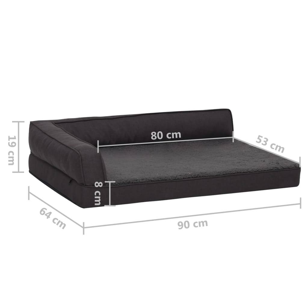 Materasso Ergonomico per Cani 90x64 cm Pile Effetto Lino Nero