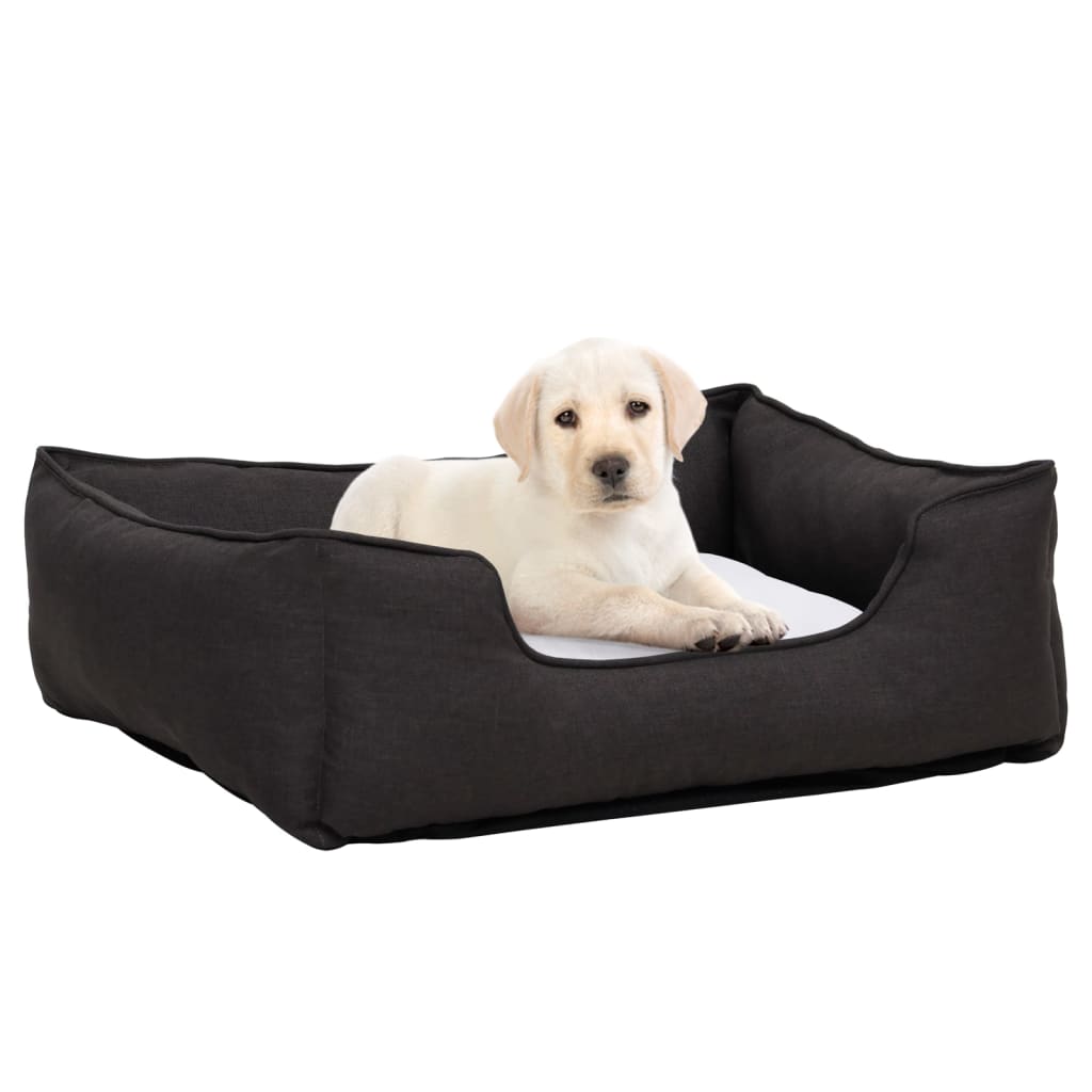 Lettino Cani Grigio e Bianco 110,5x80,5x26 cm Pile Effetto Lino