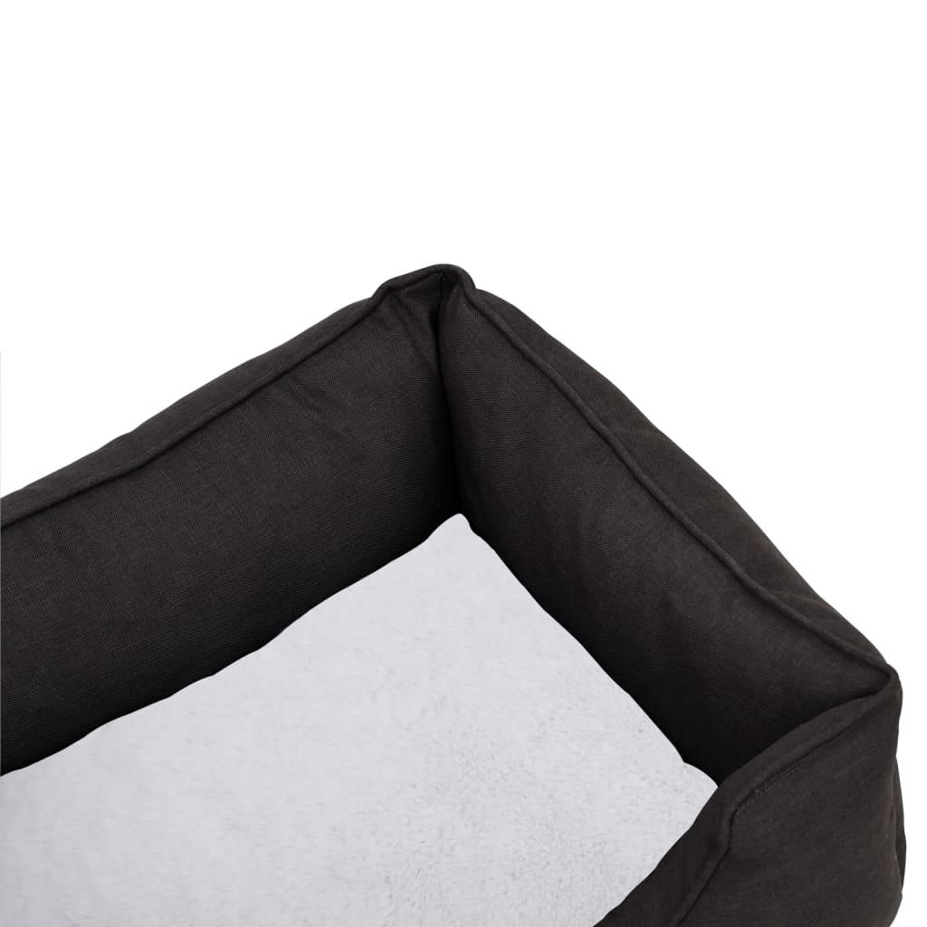 Lettino Cani Grigio e Bianco 110,5x80,5x26 cm Pile Effetto Lino