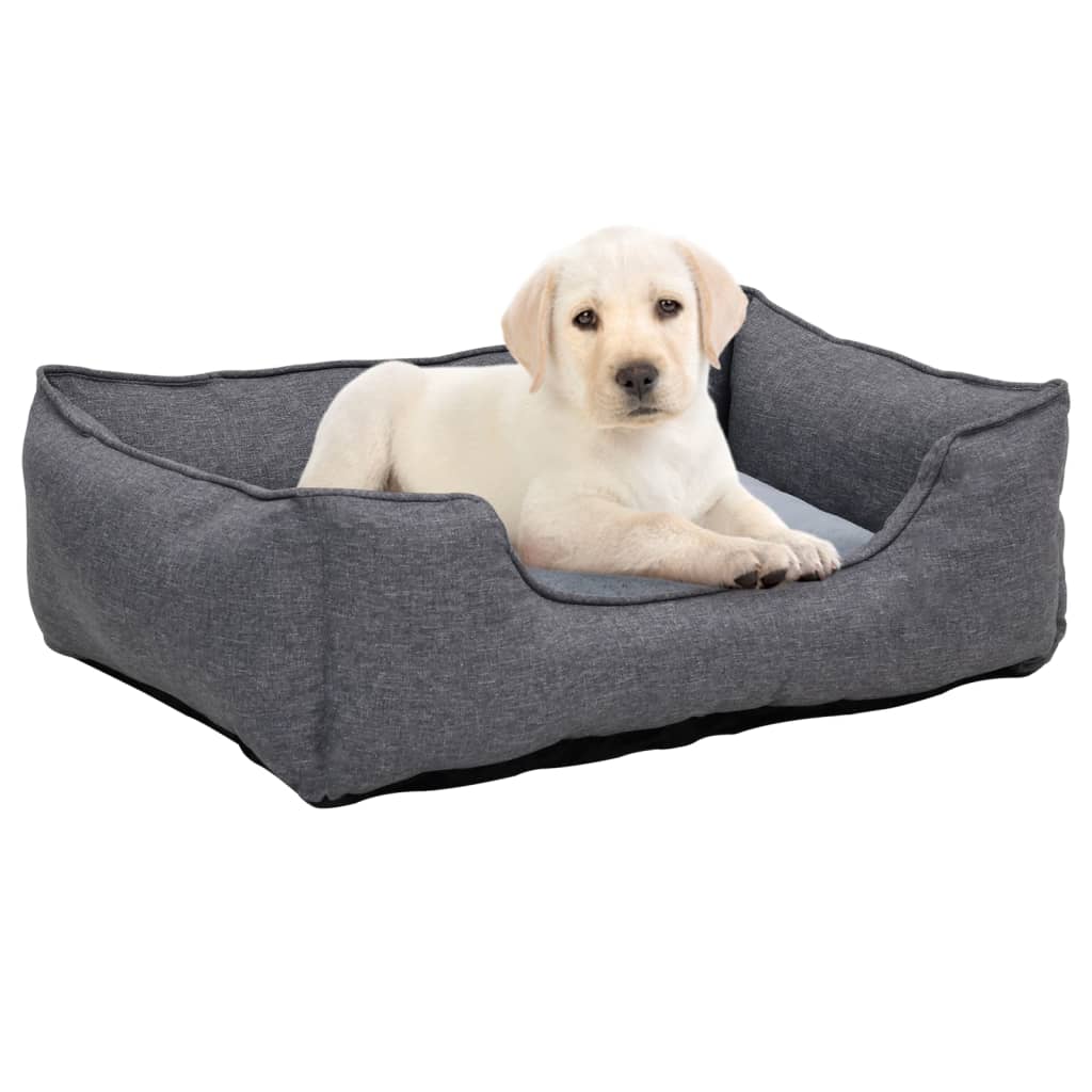 Lettino per Cani Grigio 65x50x20 cm in Pile Effetto Lino