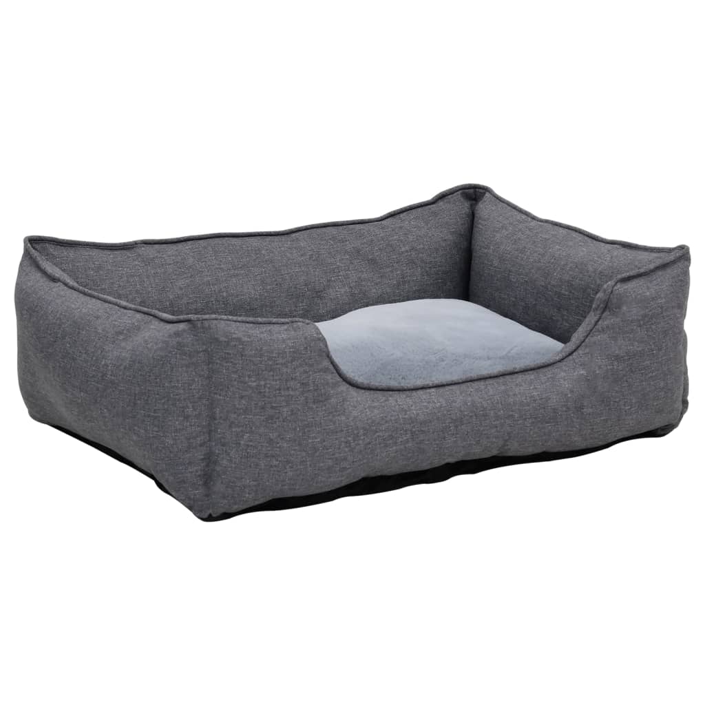 Lettino per Cani Grigio 65x50x20 cm in Pile Effetto Lino