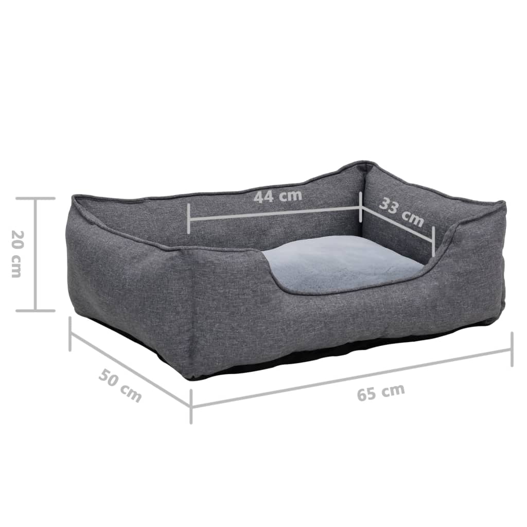 Lettino per Cani Grigio 65x50x20 cm in Pile Effetto Lino