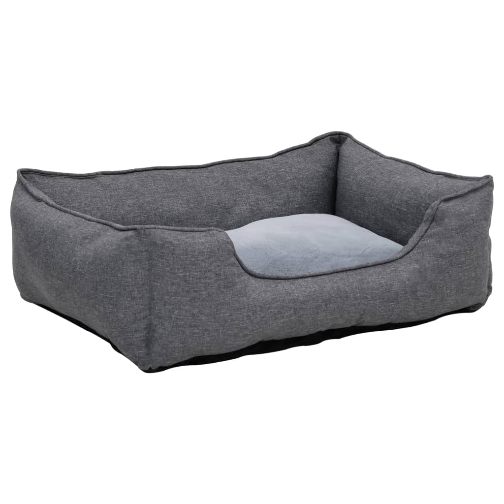 Lettino per Cani Grigio 85,5x70x23 cm in Pile Effetto Lino