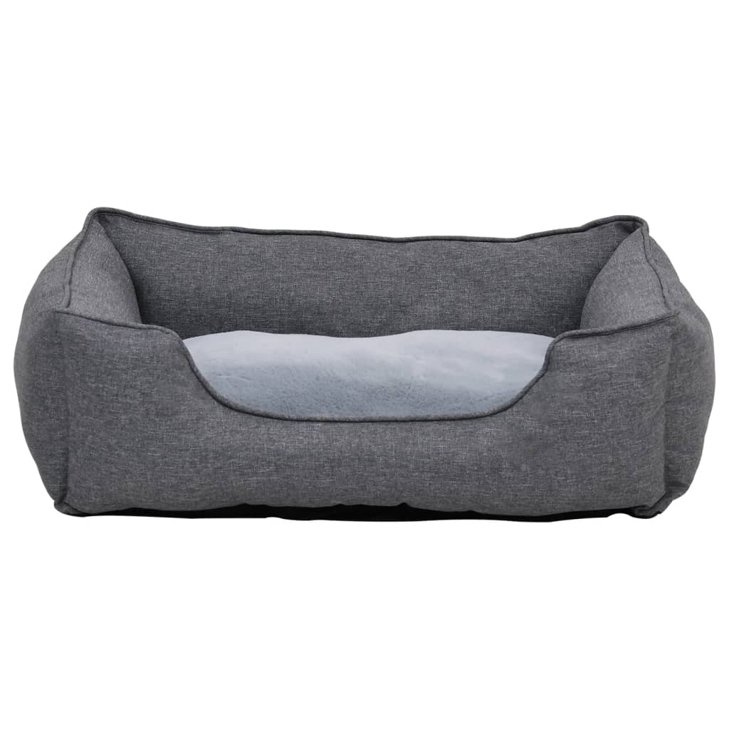 Lettino per Cani Grigio 85,5x70x23 cm in Pile Effetto Lino
