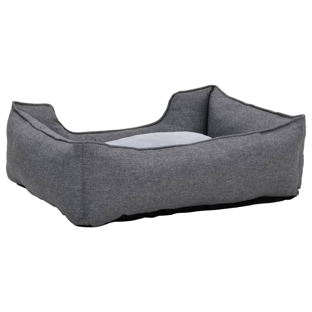 Lettino per Cani Grigio 85,5x70x23 cm in Pile Effetto Lino