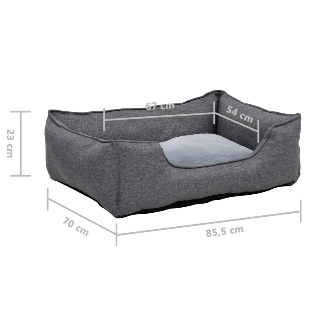 Lettino per Cani Grigio 85,5x70x23 cm in Pile Effetto Lino