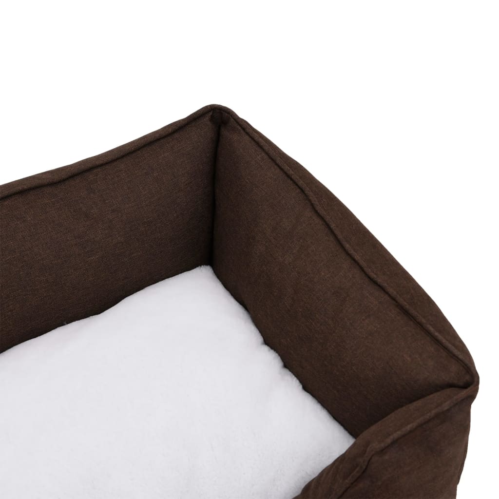 Lettino Cani Marrone e Bianco 110,5x80,5x26cm Pile Effetto Lino