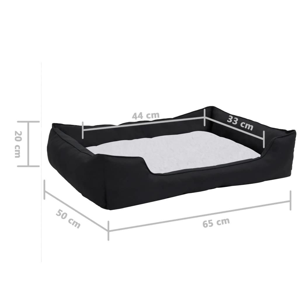 Lettino per Cani Nero e Bianco 65x50x20 cm in Pile Effetto Lino